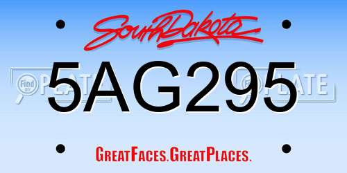 5AG295 South Dakota License Plate