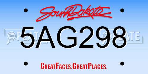 5AG298 South Dakota License Plate