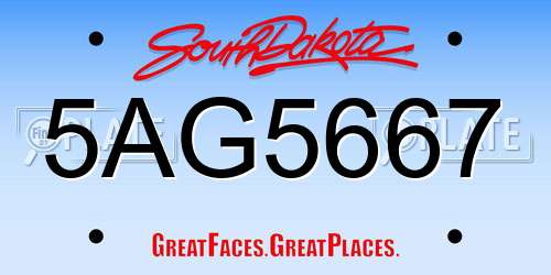 5AG5667 South Dakota License Plate