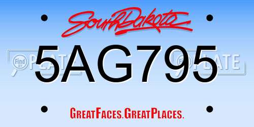 5AG795 South Dakota License Plate