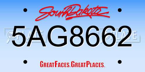 5AG8662 South Dakota License Plate