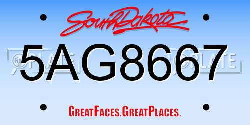 5AG8667 South Dakota License Plate