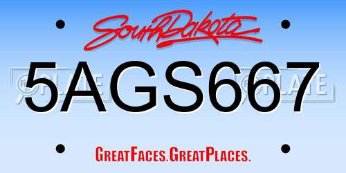 5AGS667 South Dakota License Plate