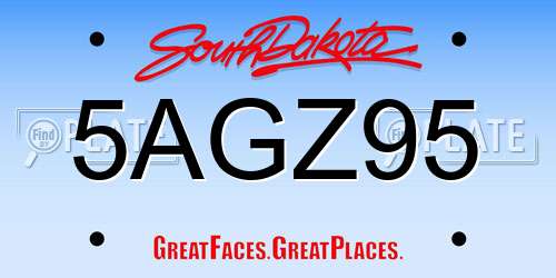 5AGZ95 South Dakota License Plate