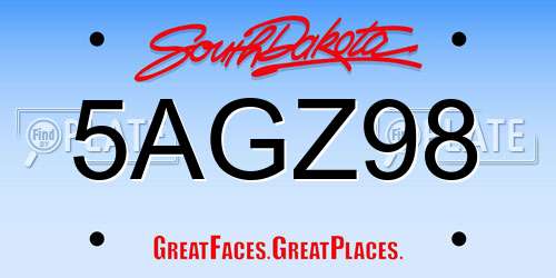 5AGZ98 South Dakota License Plate