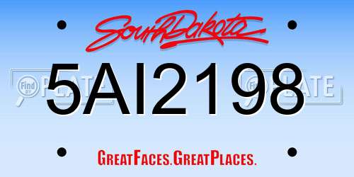 5AI2198 South Dakota License Plate