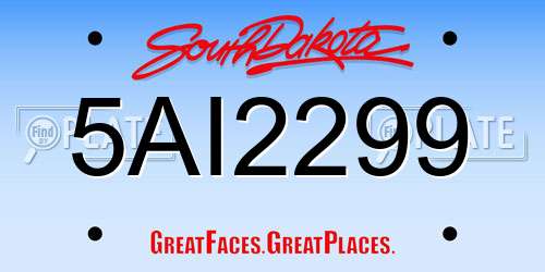 5AI2299 South Dakota License Plate
