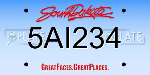 5AI234 South Dakota License Plate