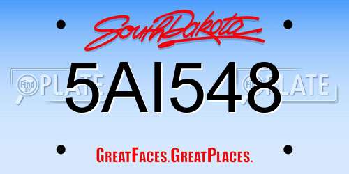 5AI548 South Dakota License Plate