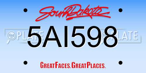 5AI598 South Dakota License Plate