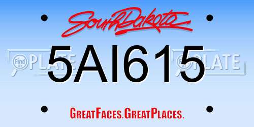 5AI615 South Dakota License Plate