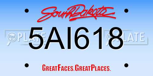 5AI618 South Dakota License Plate