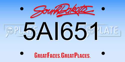 5AI651 South Dakota License Plate