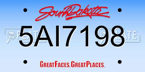 5AI7198 South Dakota License Plate