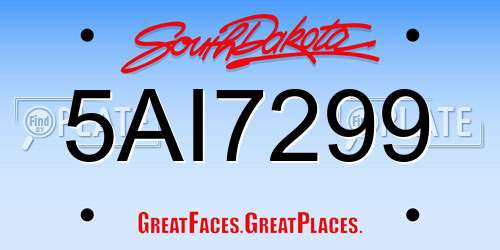 5AI7299 South Dakota License Plate