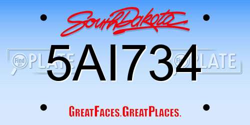 5AI734 South Dakota License Plate