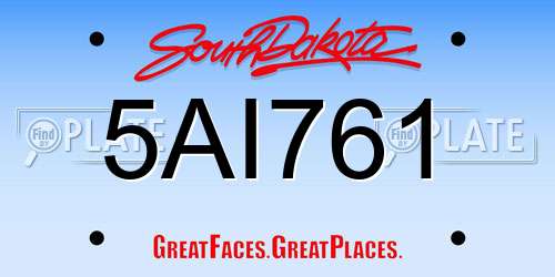 5AI761 South Dakota License Plate