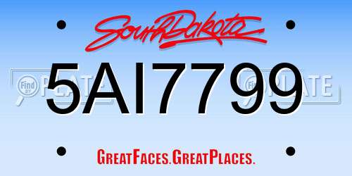 5AI7799 South Dakota License Plate