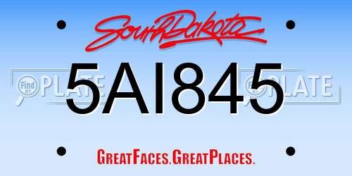 5AI845 South Dakota License Plate