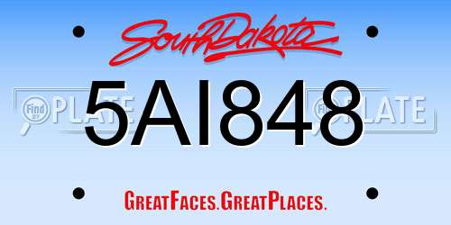 5AI848 South Dakota License Plate