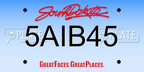 5AIB45 South Dakota License Plate