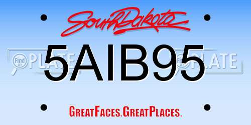 5AIB95 South Dakota License Plate