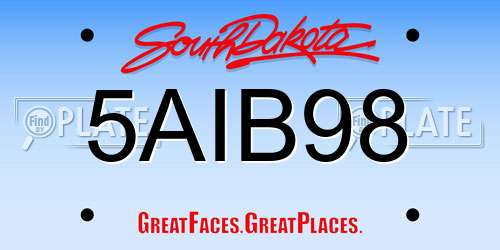 5AIB98 South Dakota License Plate