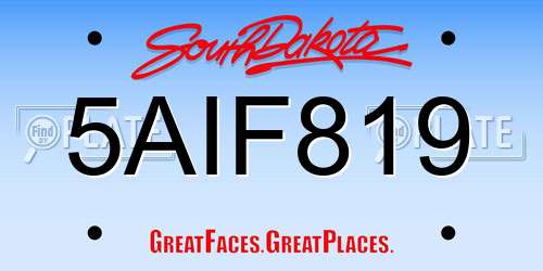 5AIF819 South Dakota License Plate