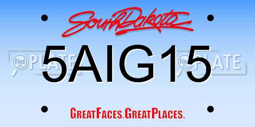 5AIG15 South Dakota License Plate