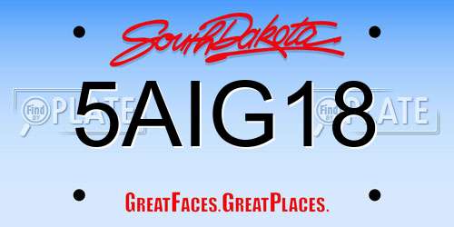 5AIG18 South Dakota License Plate