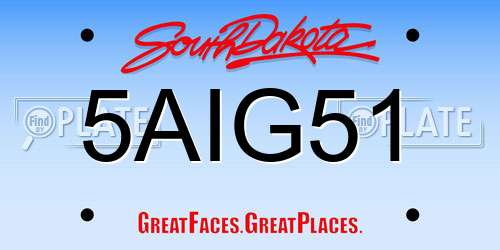 5AIG51 South Dakota License Plate