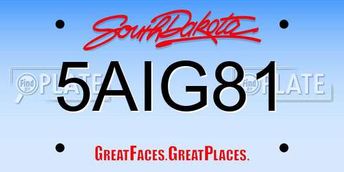 5AIG81 South Dakota License Plate