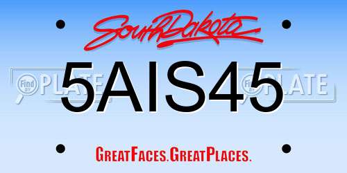5AIS45 South Dakota License Plate