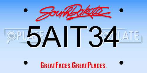 5AIT34 South Dakota License Plate