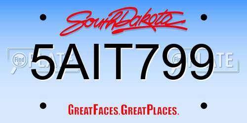 5AIT799 South Dakota License Plate