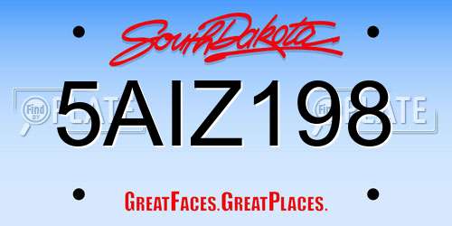 5AIZ198 South Dakota License Plate