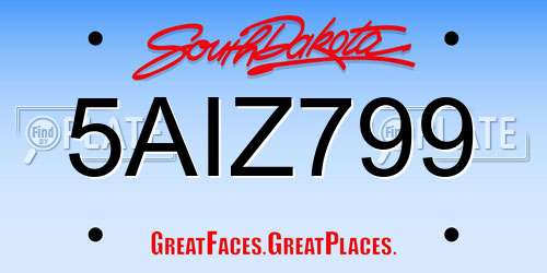 5AIZ799 South Dakota License Plate