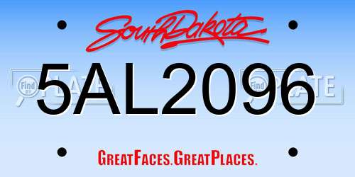 5AL2096 South Dakota License Plate
