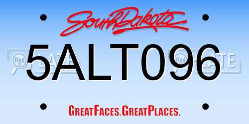 5ALT096 South Dakota License Plate
