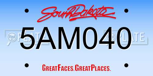 5AM040 South Dakota License Plate