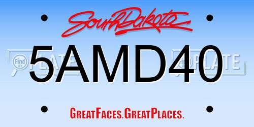 5AMD40 South Dakota License Plate