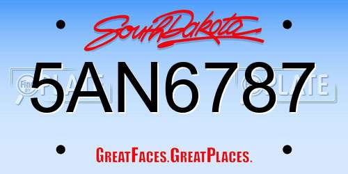 5AN6787 South Dakota License Plate