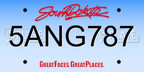 5ANG787 South Dakota License Plate