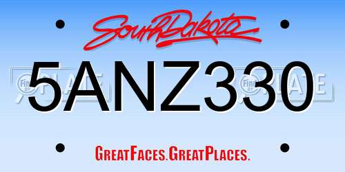 5ANZ330 South Dakota License Plate