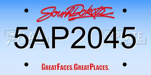 5AP2045 South Dakota License Plate