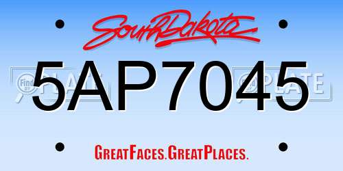 5AP7045 South Dakota License Plate