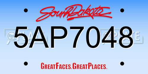 5AP7048 South Dakota License Plate