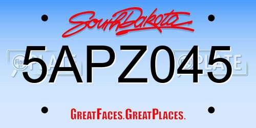5APZ045 South Dakota License Plate