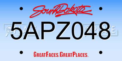 5APZ048 South Dakota License Plate
