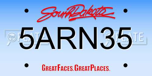 5ARN35 South Dakota License Plate